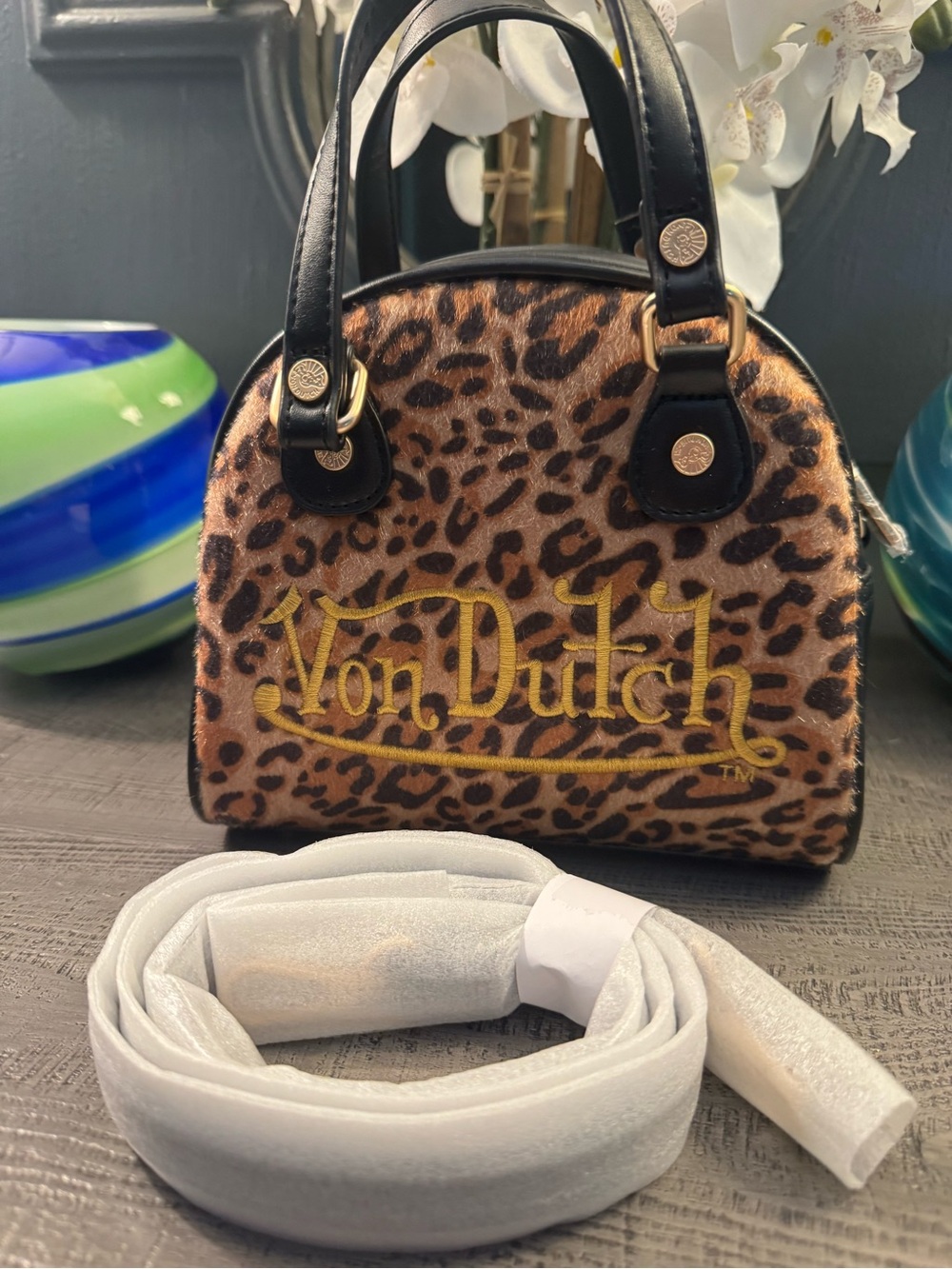 Von Dutch Leopard Print Mini Satchel NWT